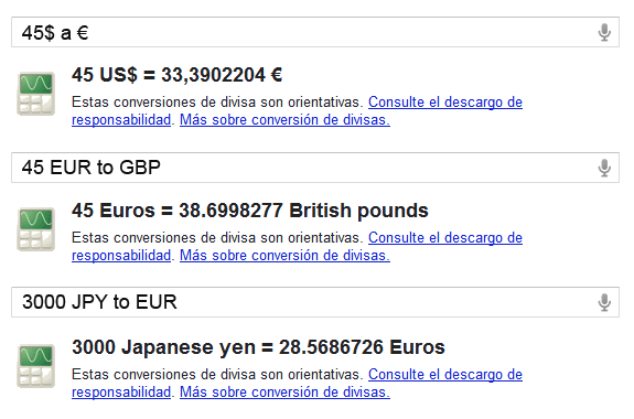 Conversor de divisas de Google