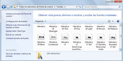 Fuentes en Window