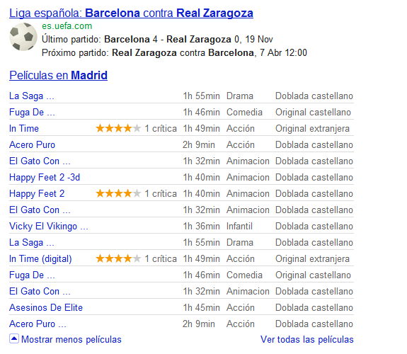 Futbol y Cine en Google