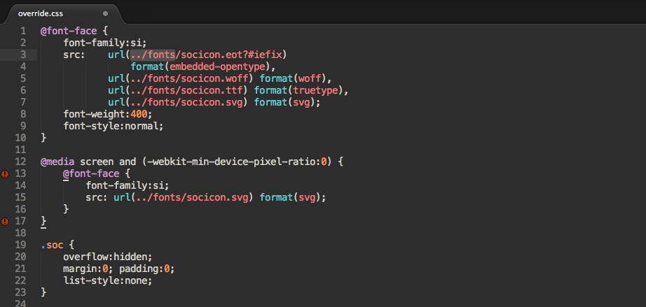 intervención en override.css